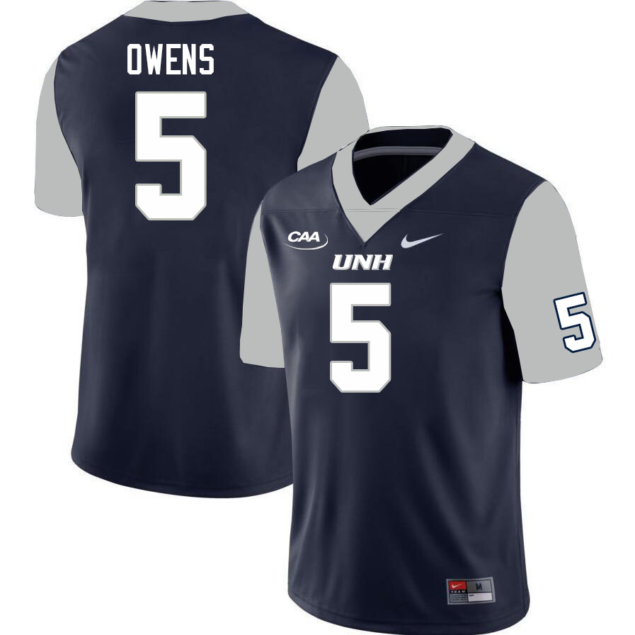 New Hampshire Wildcats #5 Wande Owens College Football Jerseys Stitched Sale-Navy